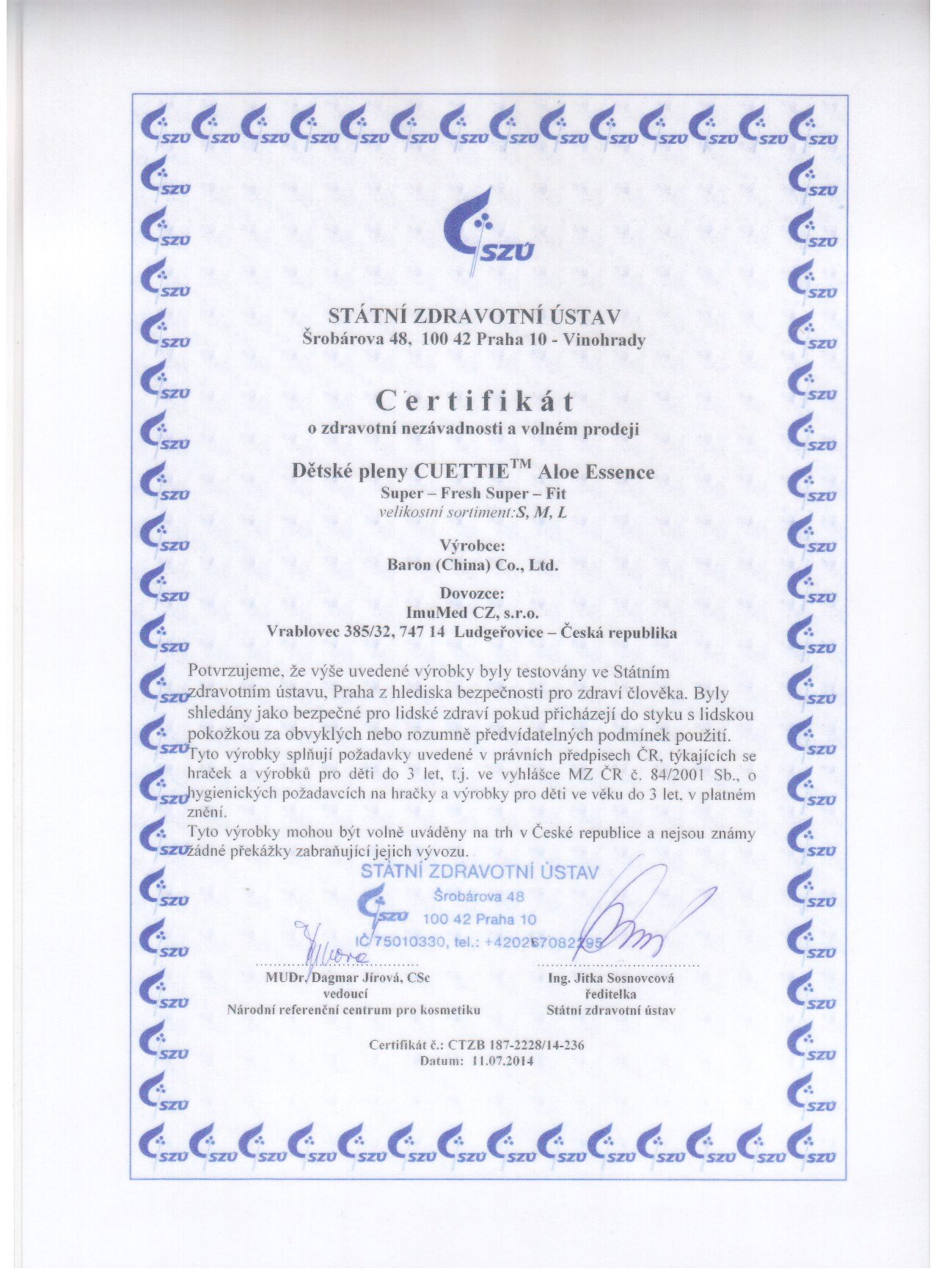 certifikát pleny