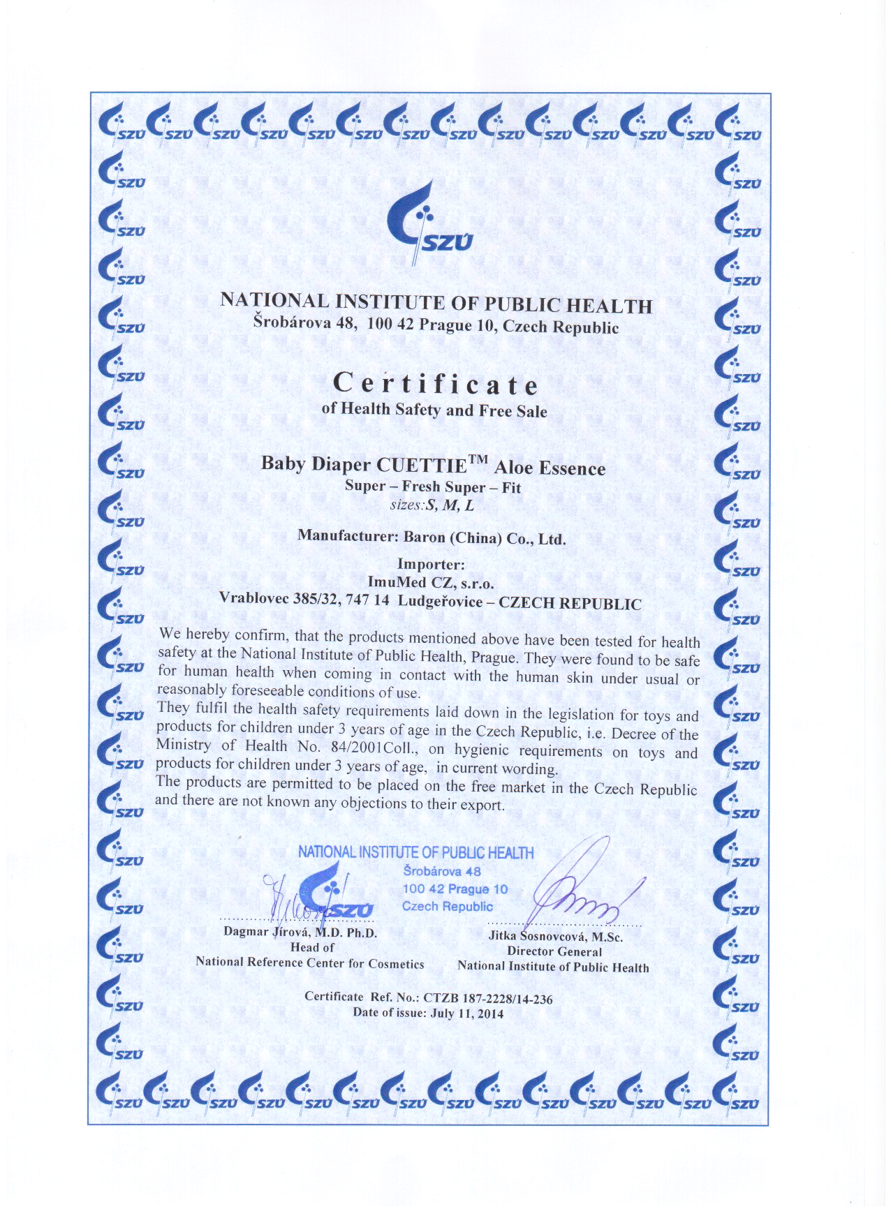 certifikát pleny mezynárodní