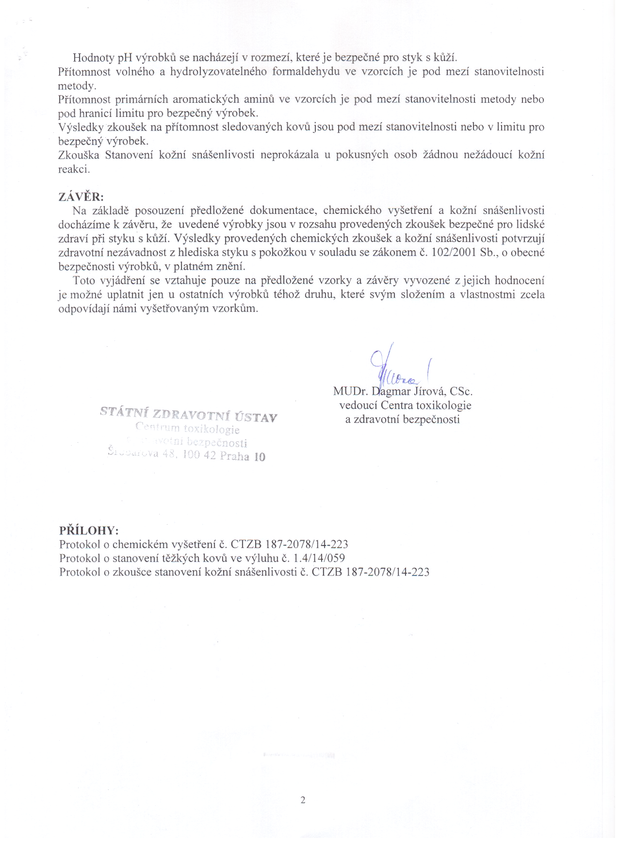 Odborný posudek SZU 2 Tape ke zdravotní nezávadnosti