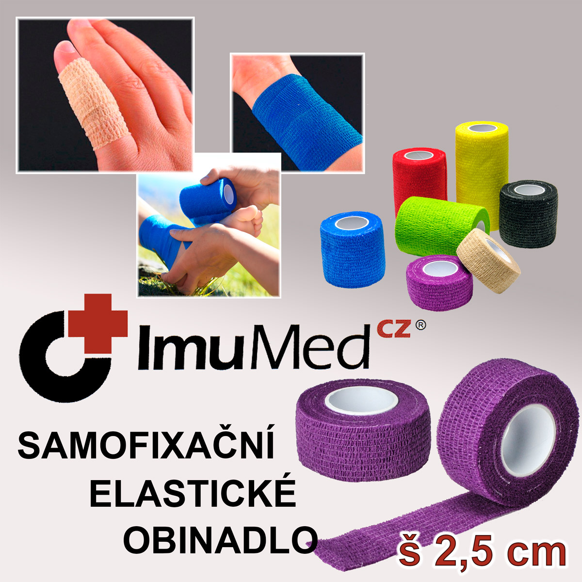 ImuMedCZ samofixační elastické obinadlo 2,5 cm x 4,5m FIALOVÁ barva