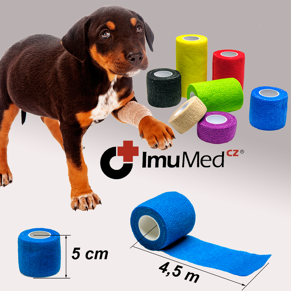 ImuMedCZ elastické obinadlo pro psy 5 cm x 4,5 m modré