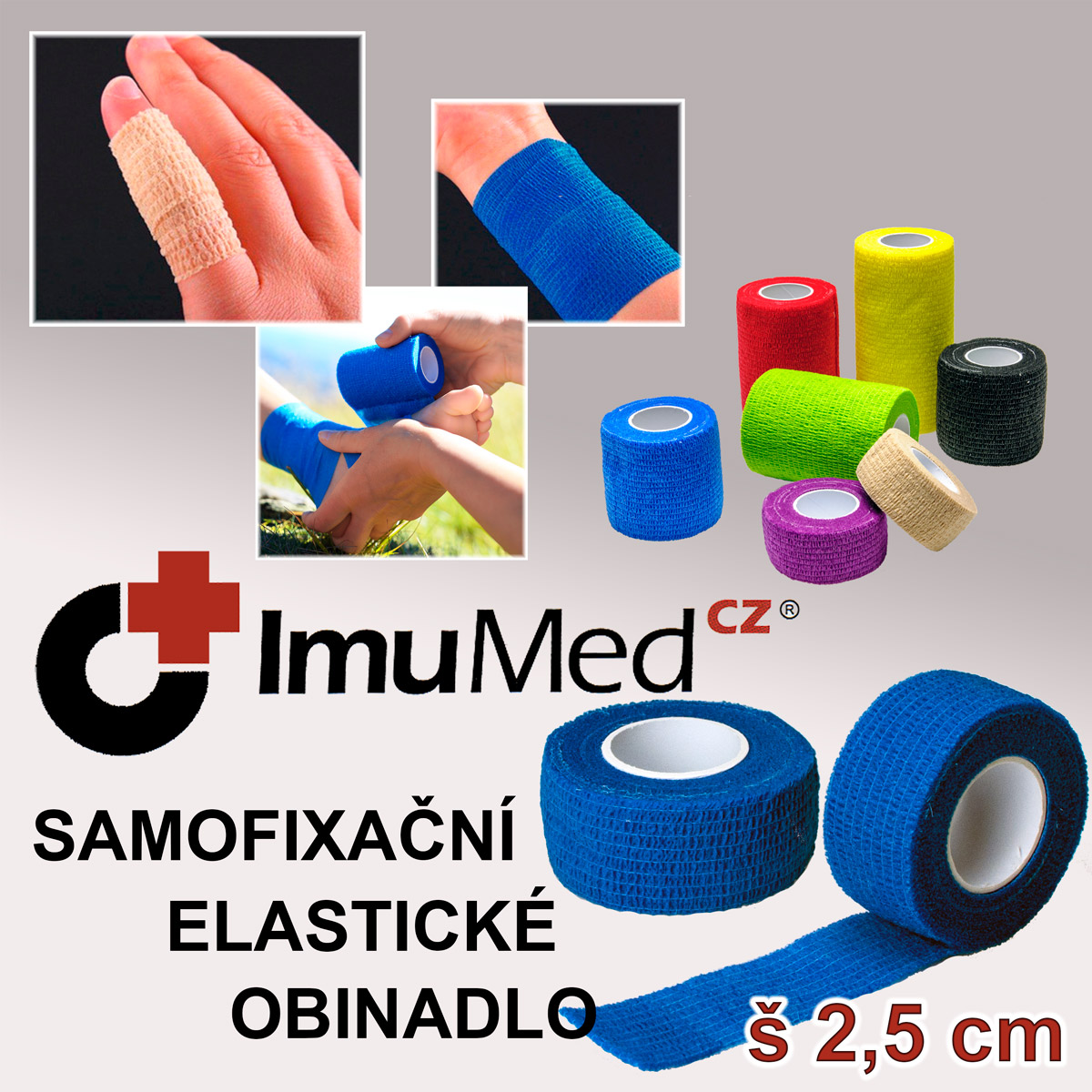 ImuMedCZ samofixační elastické obinadlo 2,5 cm x 4,5 m MODRÁ barva