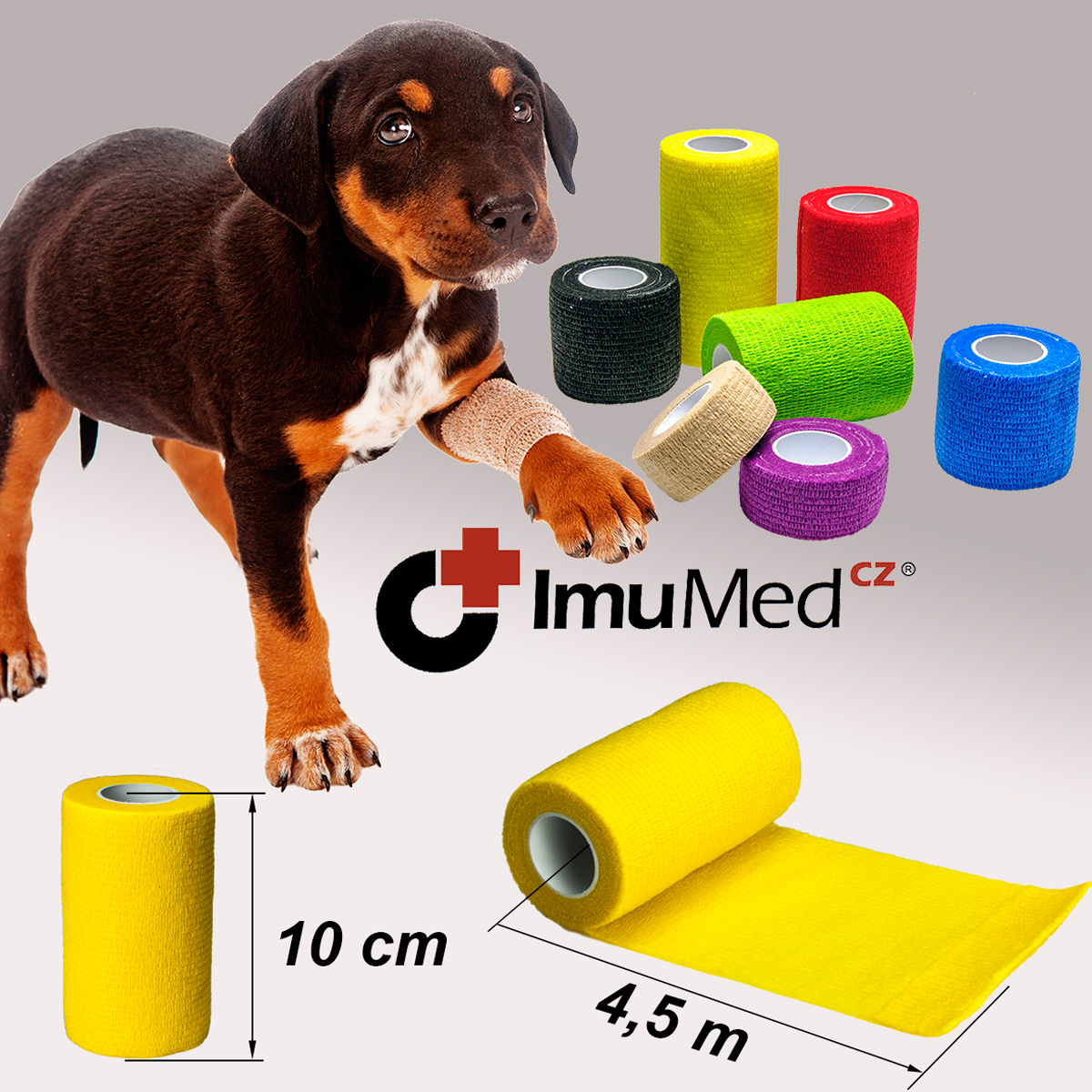 ImuMedCZ obinadlo elastické pro psy 10 cm x 4,5 m žluté