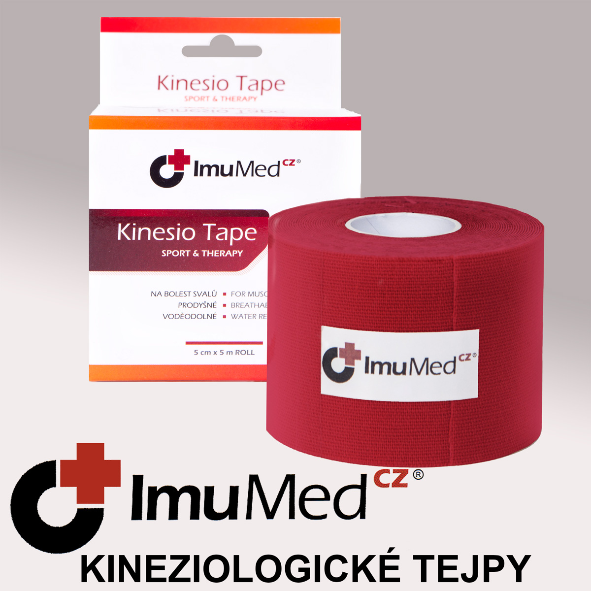ImuMedCZ Kinesio Tape, tejpovací páska červená 5 cm x 5 m