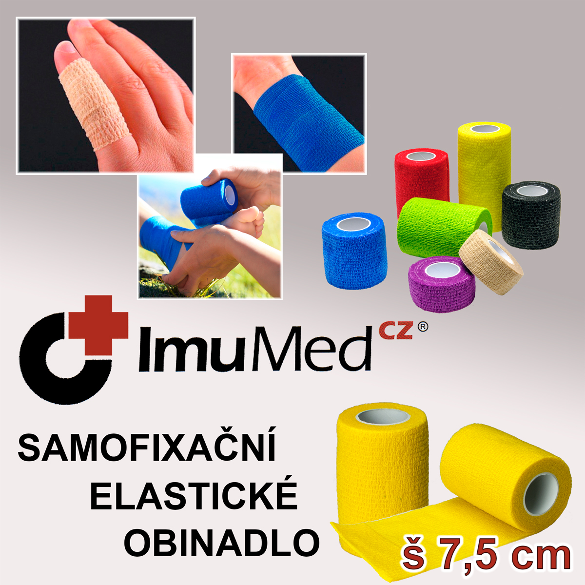 ImuMedCZ samofixační elastické obinadlo 7,5cm x 4,5m ŽLUTÁ barva