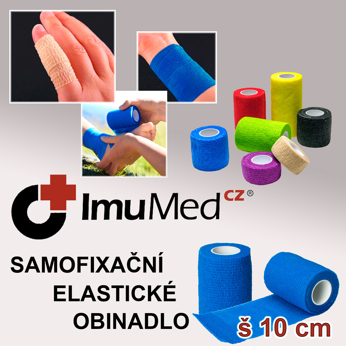 ImuMedCZ samofixační elastické obinadlo 10 cm x 4,5 m MODRÁ barva