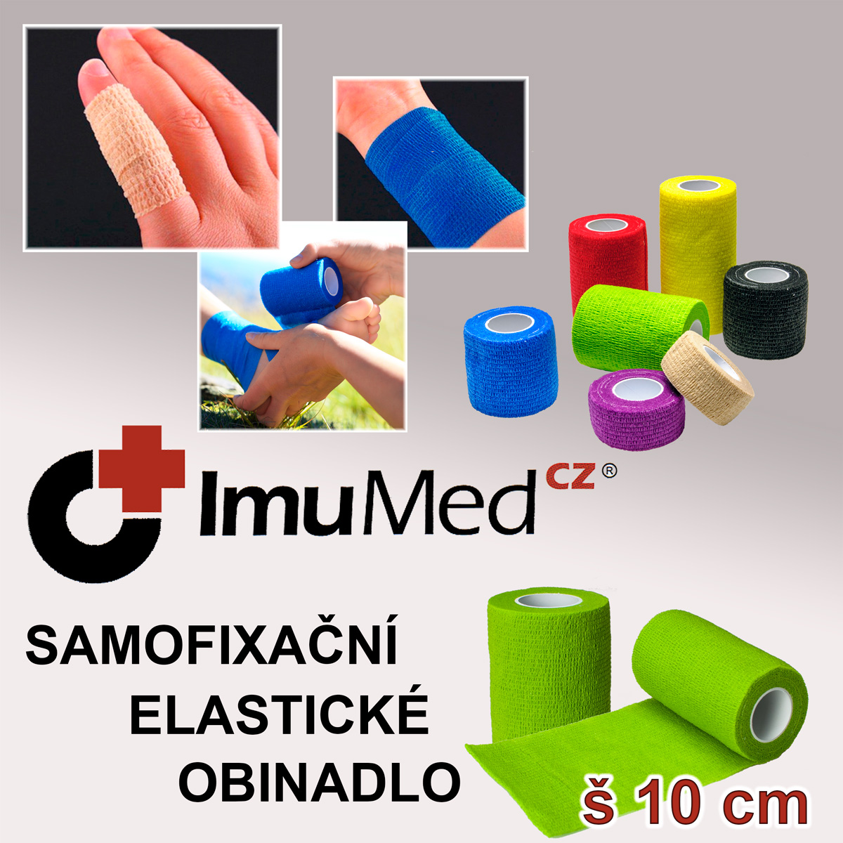 ImuMedCZ samofixační elastické obinadlo 10 cm x 4,5 m ZELENÁ barva
