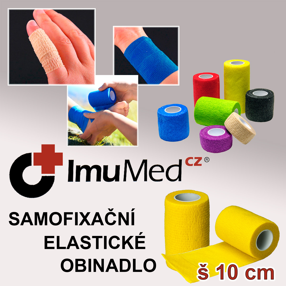 ImuMedCZ samofixační elastické obinadlo 10 cm x 4,5 m ŽLUTÁ barva
