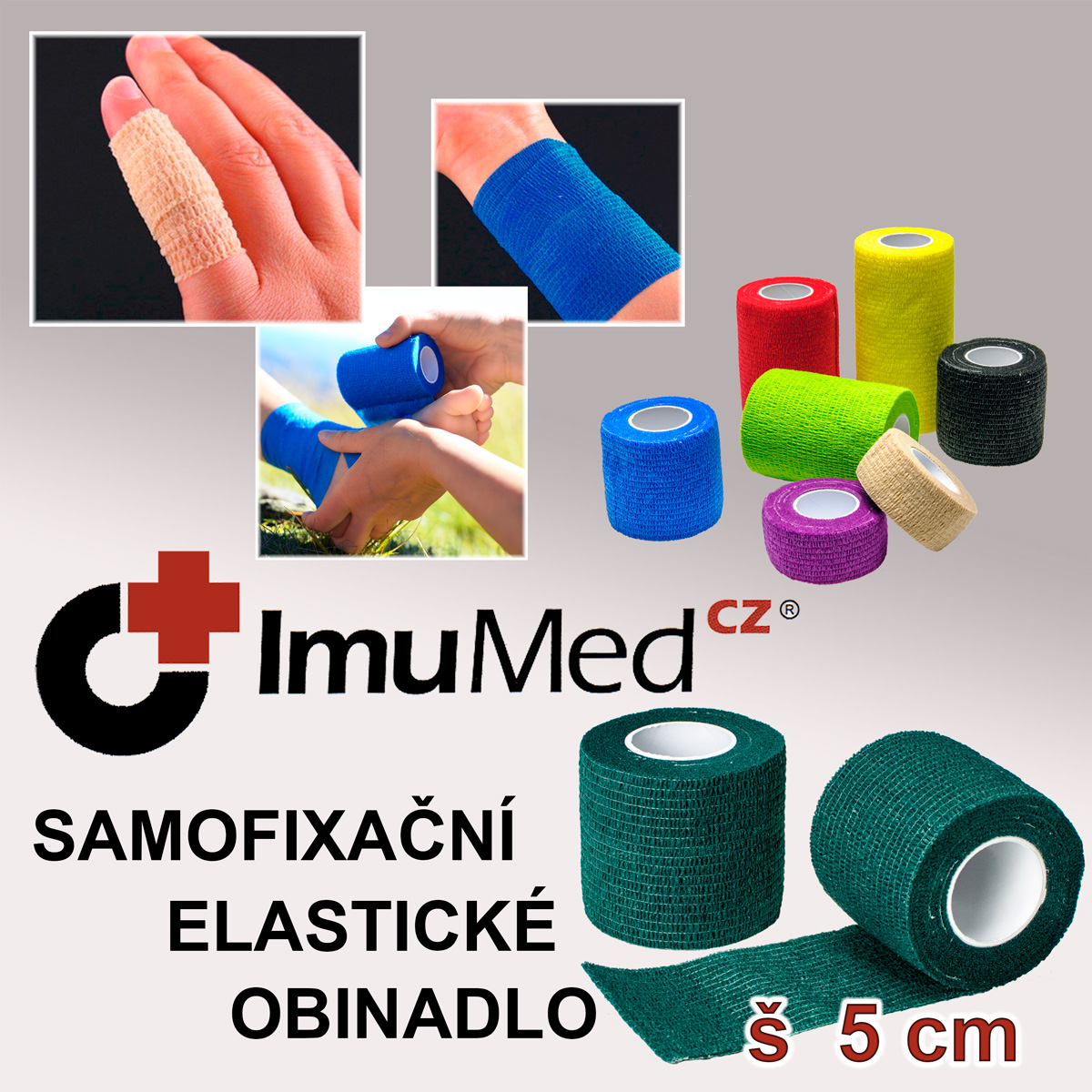 ImuMedCZ samofixační elastické obinadlo 5 cm x 4,5 m ZELENÁ barva