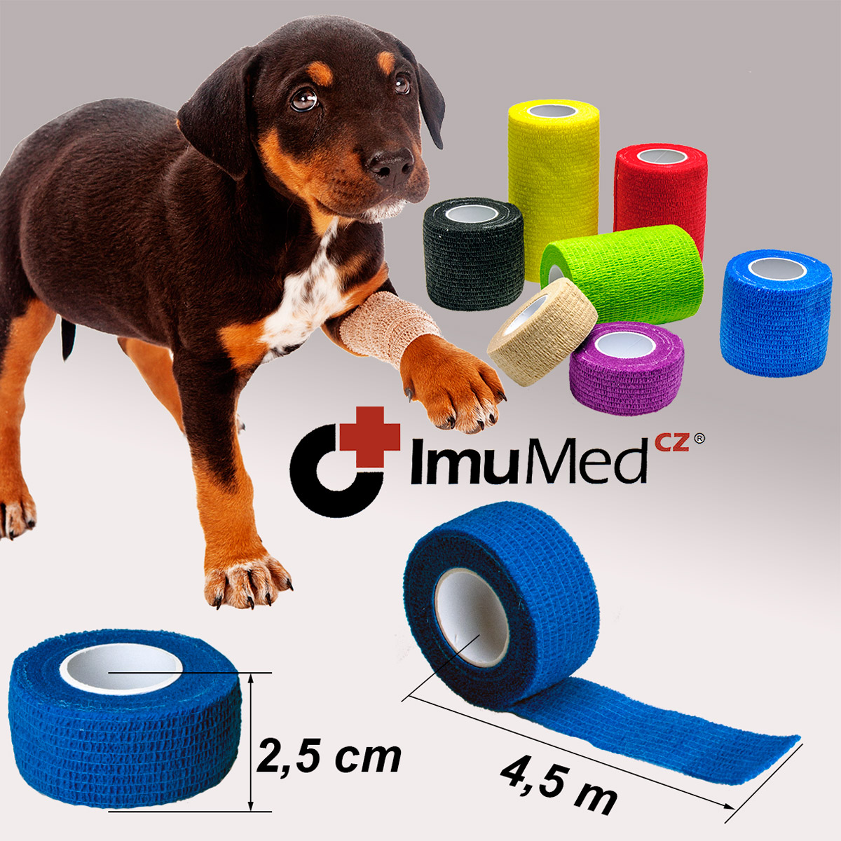 ImuMedCZ obinadlo elastické pro psy  2,5 cm x 4,5 m modré